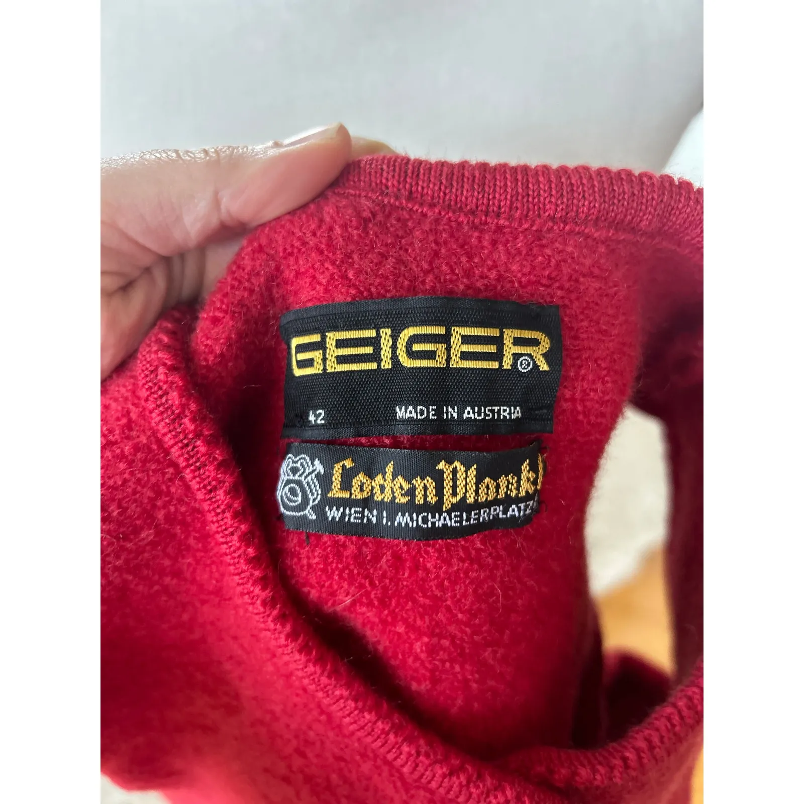 Geiger Red Boiled Wool Button Front Sleeveless Traditional German Vest Size M - Image 2