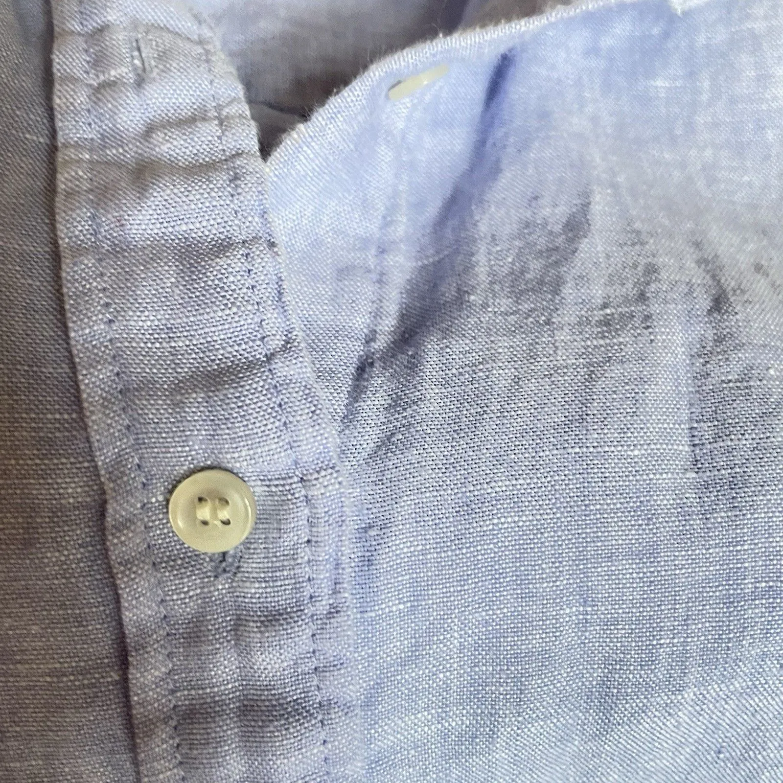 Baird McNutt J.Crew Irish Linen Shirt Womens 8 Blue Slim Fit Button Down Top - Image 10