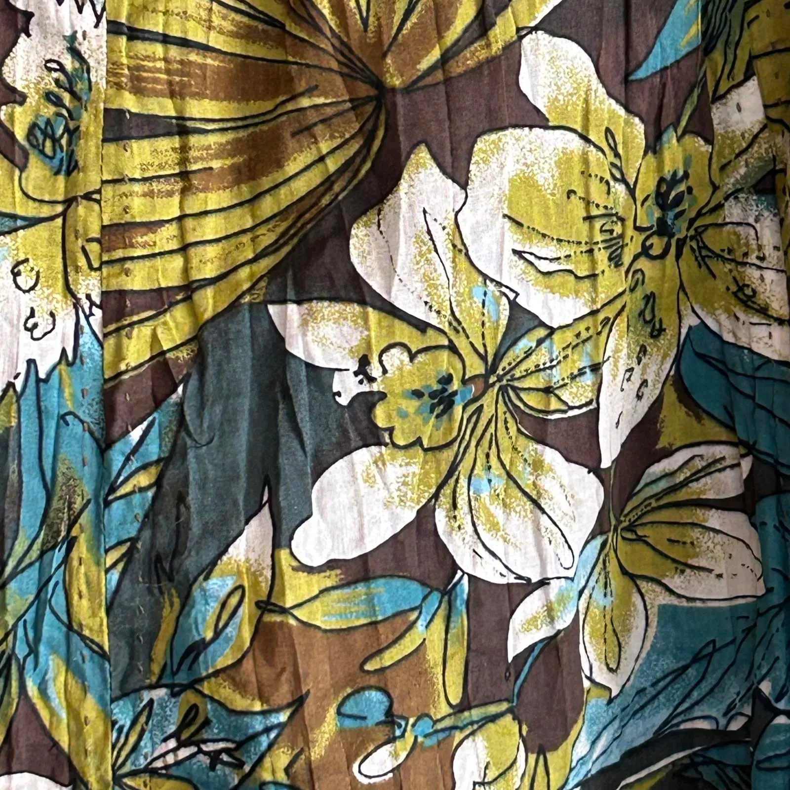 Nygard Collection Womens Green Blue Floral A Line Maxi Skirt Size 12 - Image 3