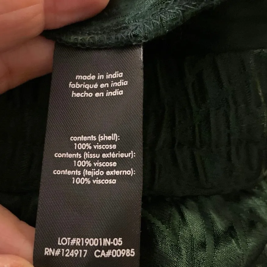 NEW Onia Size M Chloe Wide Leg Pants Silky Chevron Moss Green Cover Up Side Slit - Image 7