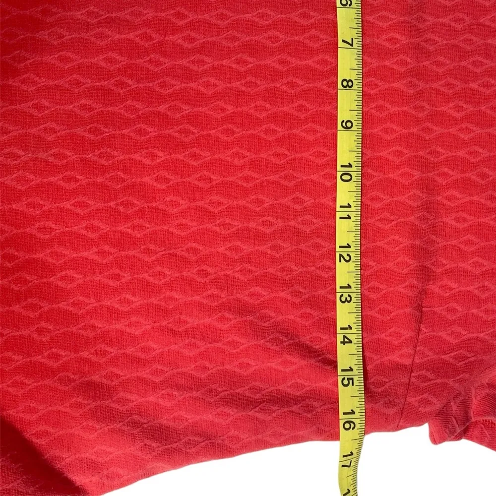 Coral diamond checkered pattern cap sleeve lined retro shift dress button back - Image 10