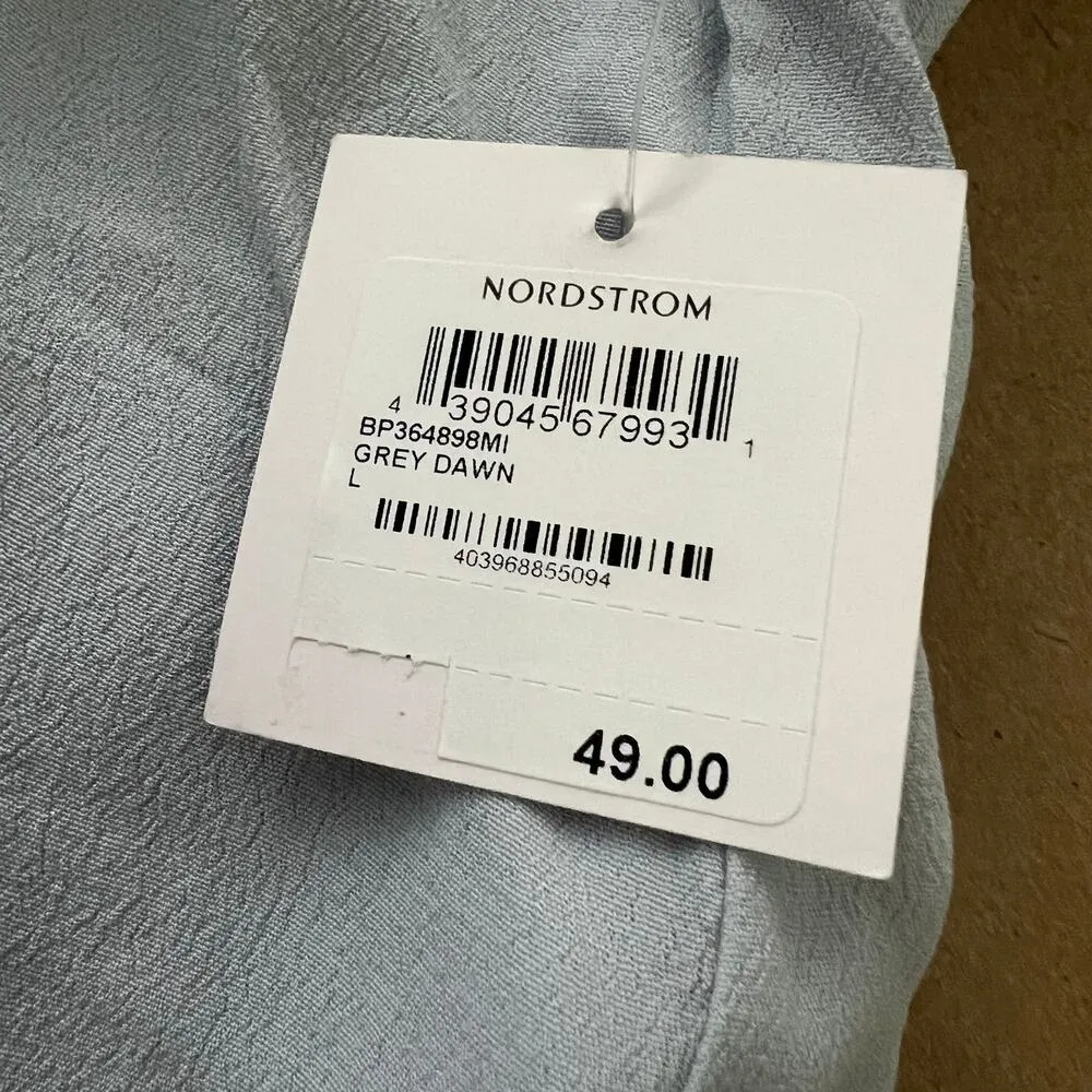 BP Brass Plum LARGE NWT Gray Top Blouse Long Split Sleeve V Neck - Image 7