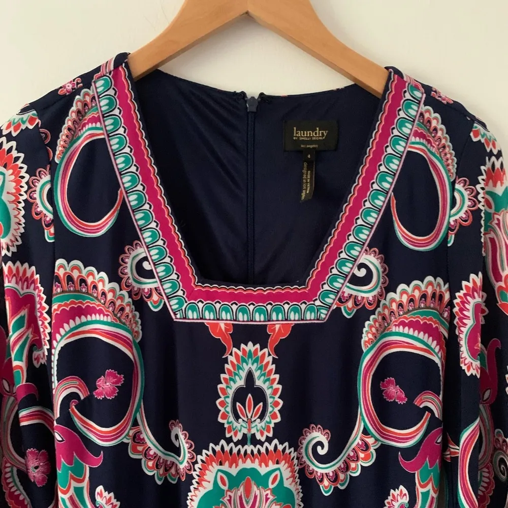 Laundry by Shelli Segal Blue Pink Paisley Bohemian Dress in Size 4 - Image 6