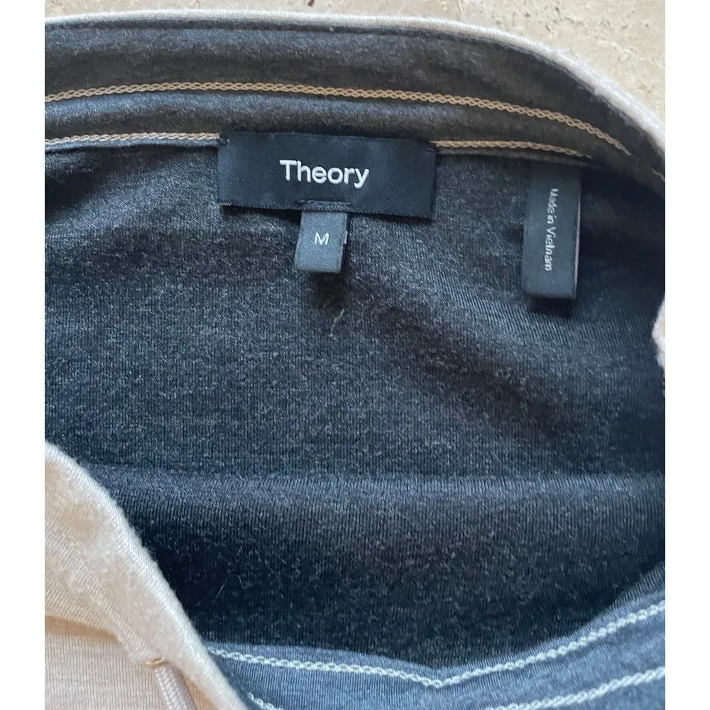 Theory  women Light Beige Drawstring Mock Neck Pullover Sweatshirt Size M - Image 2