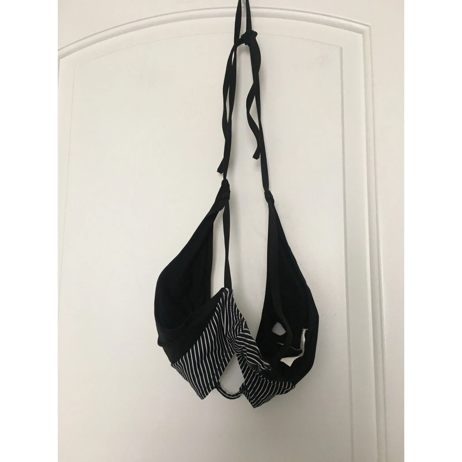 C Apparel Women's Black White Swim Top Tie Neck Size Large Swim Wear - Image 2