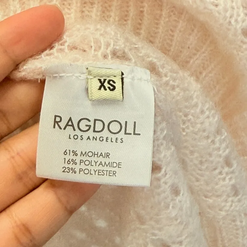 RAGDOLL LA Mohair Blend A Fuzzy Light Pink Pullover Sweater‎ XS - Image 8