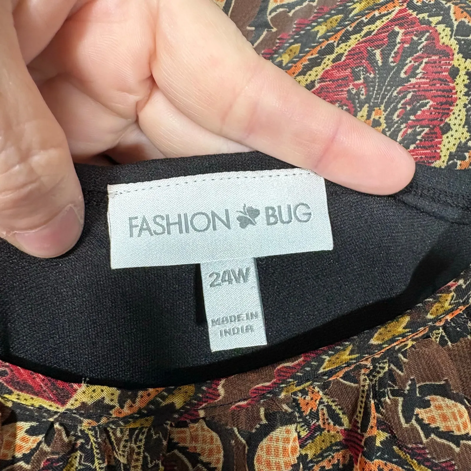 Fashion Bug Vintage Y2K 90's Brown & Black Paisley Blouson Dress - Plus Size 24W - Image 4