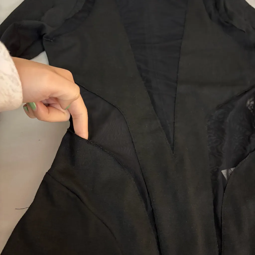 Shein Black Mesh Long Sleeve Cut-Out Romper, Small, Festival/Rave - Image 9