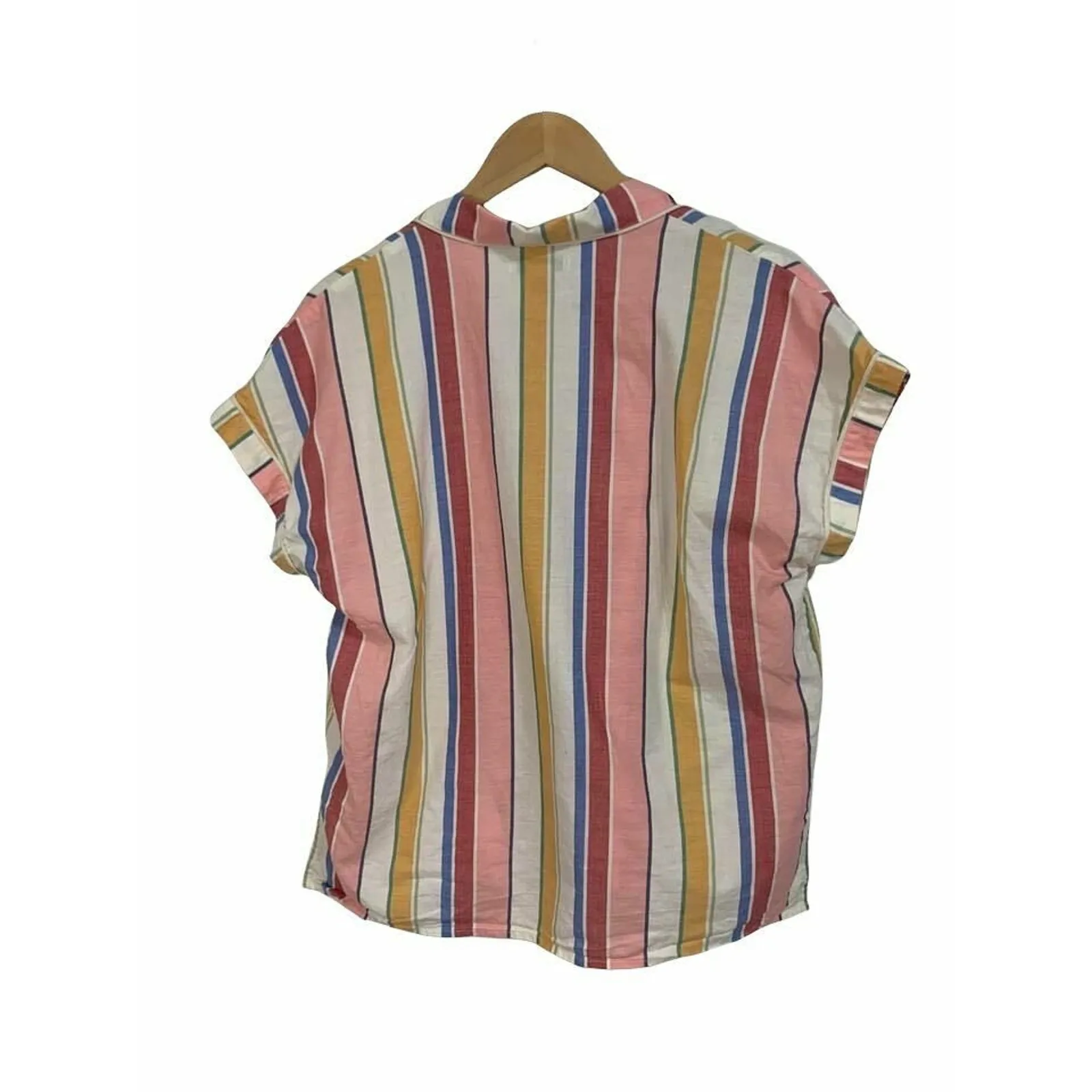 Madewell Bedtime Pajama Top in Rainbow Stripe Size Medium #L0342‎ - Image 6