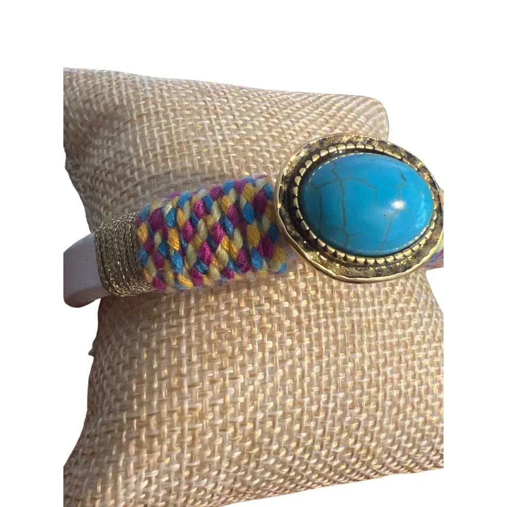 Laura Janelle RGLB Faux Turquoise Bracelet White Vegan Leather Magnetic 6.5" NWT - Image 2