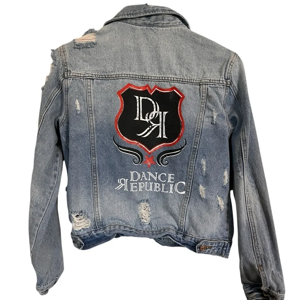Mustard Seed distressed Jean jacket size S - Dance Republic on back - Image 3