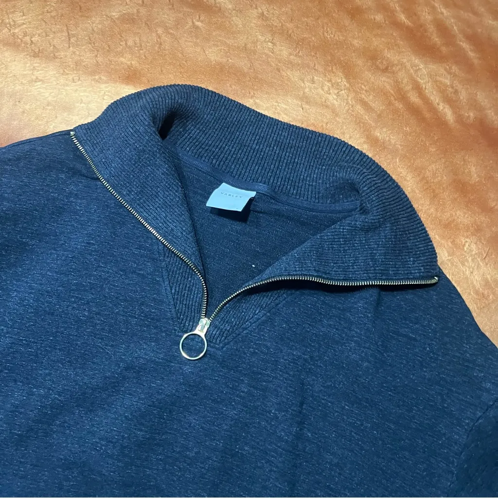 Varley Miller Half Zip-Up Sweatshirt Medium Marl black gray Fold over collar - Image 5