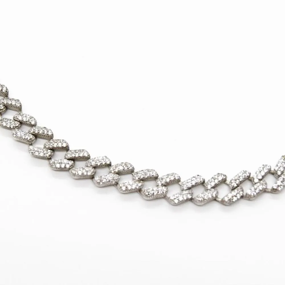 Silver Micro Pave Chain Necklace - Image 6