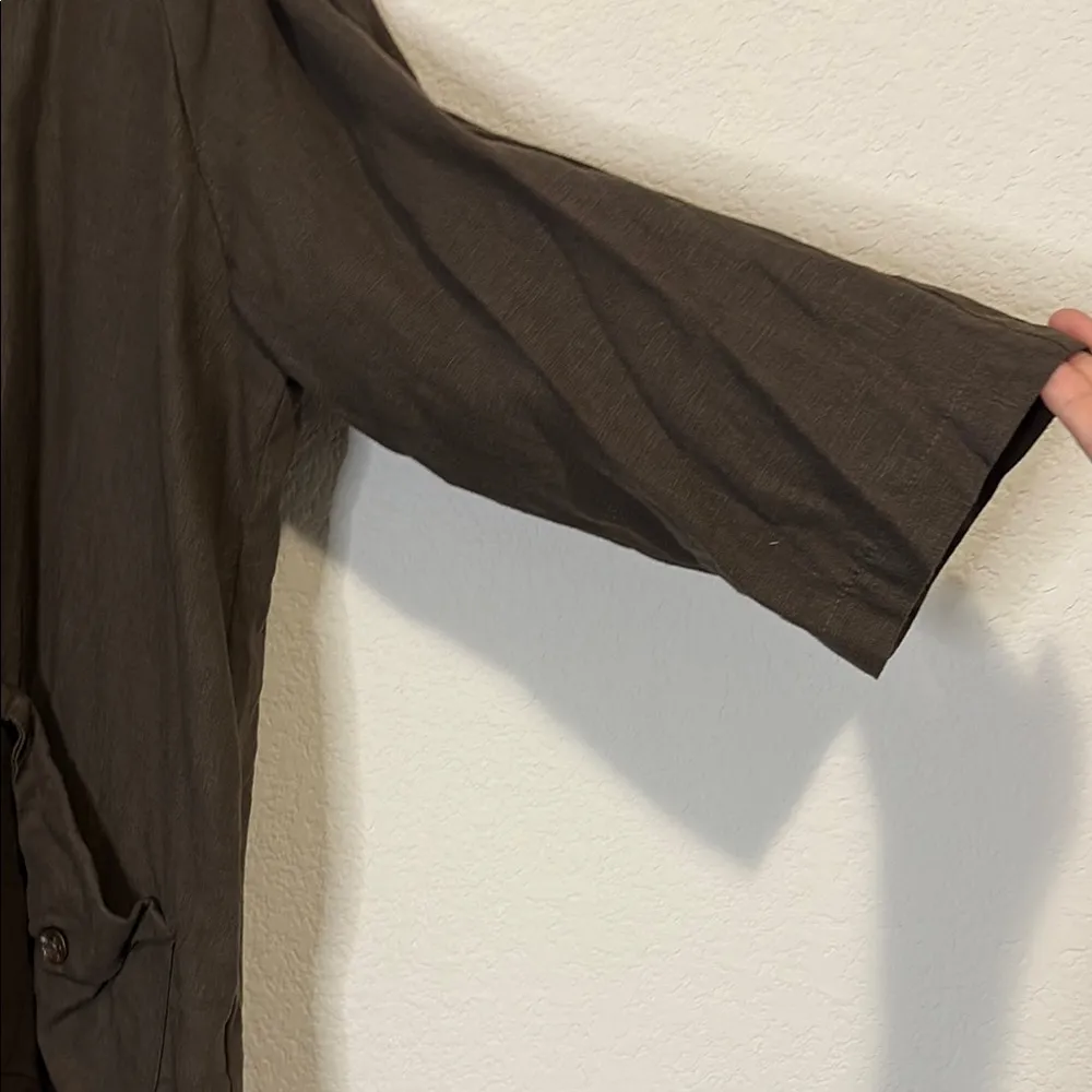 Eva Tralala Paris 100% linen chocolate brown one button jacket Size XL - Image 4