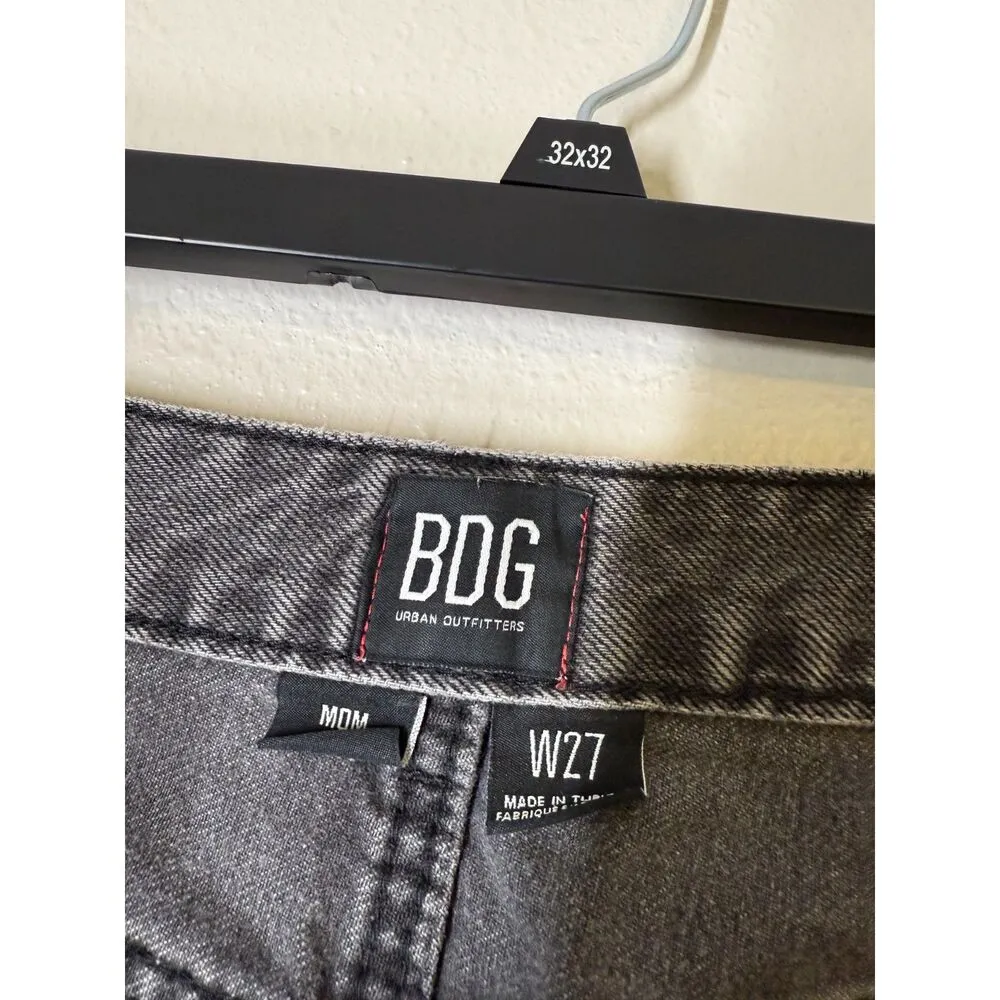 BDG Black Mom Jeans Womens Sz W27 Baggy Ditressed Hems High Rise - Image 3