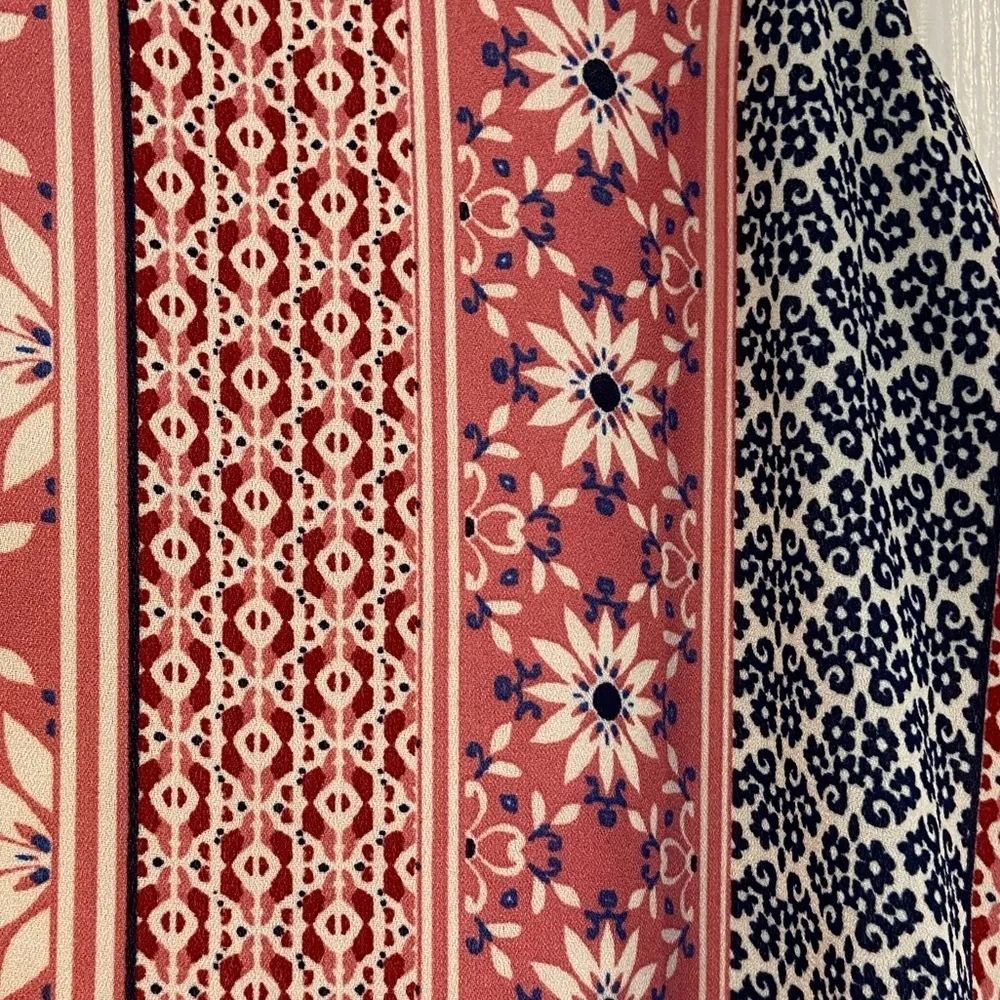 Lily Rose Pink Blue V Neck Sleeveless Bandana Print A Line Mini Dress Size XS - Image 6