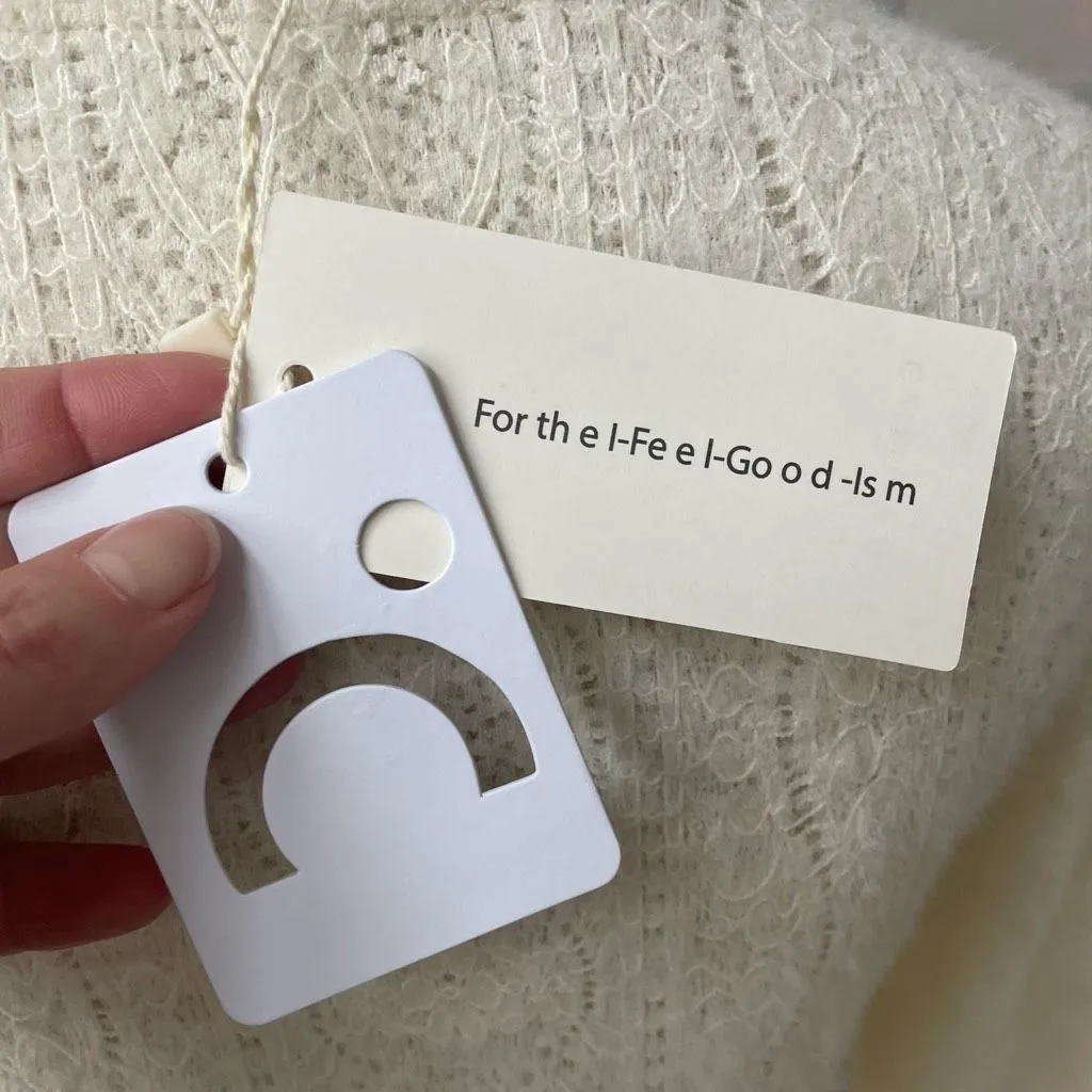 NWT Commense Floral Hollow Knit Crew Neck Long Sleeve Top Ivory L White Size L - Image 7