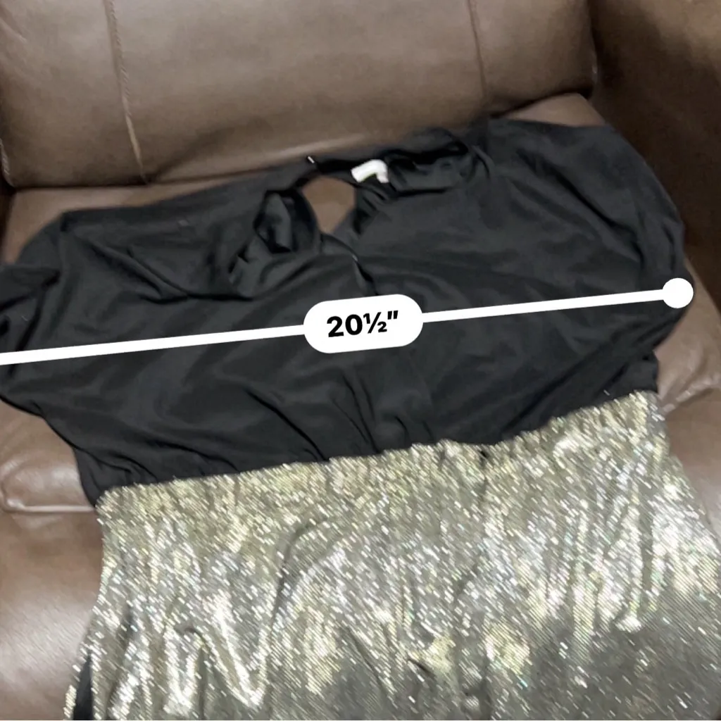 Women's Sandra Darren Jumpsuit Size XL Black and Gold - Image 9