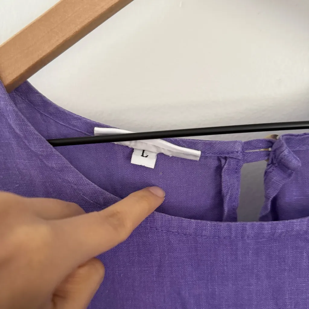 Brynn Walker Large Bre Purple Tunic Linen Top Oversized Lagenlook Slit Cut Boho - Image 6