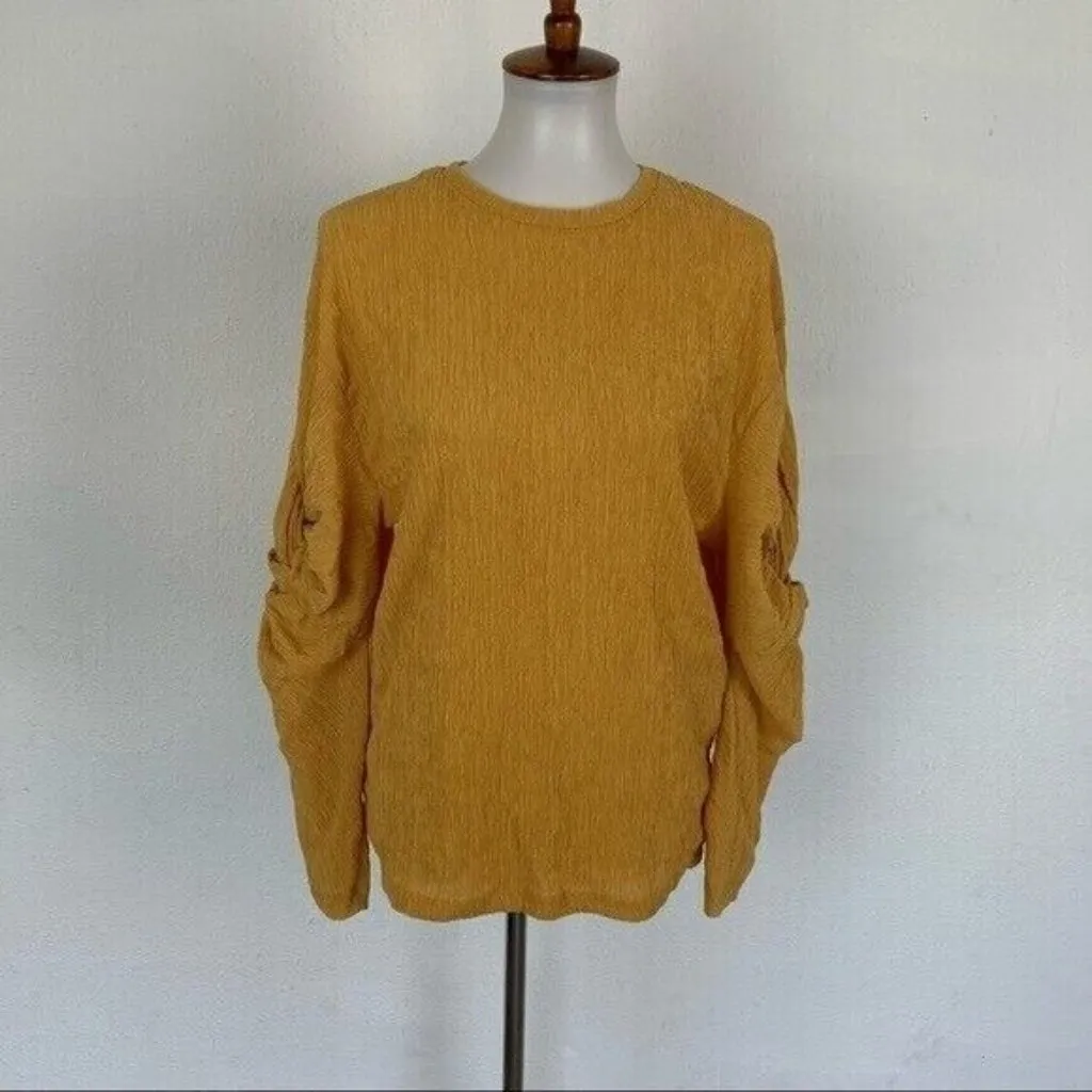 Zara Top Small Mustard Yellow Crewneck Long Sleeve Fall Streetwear - Image 7