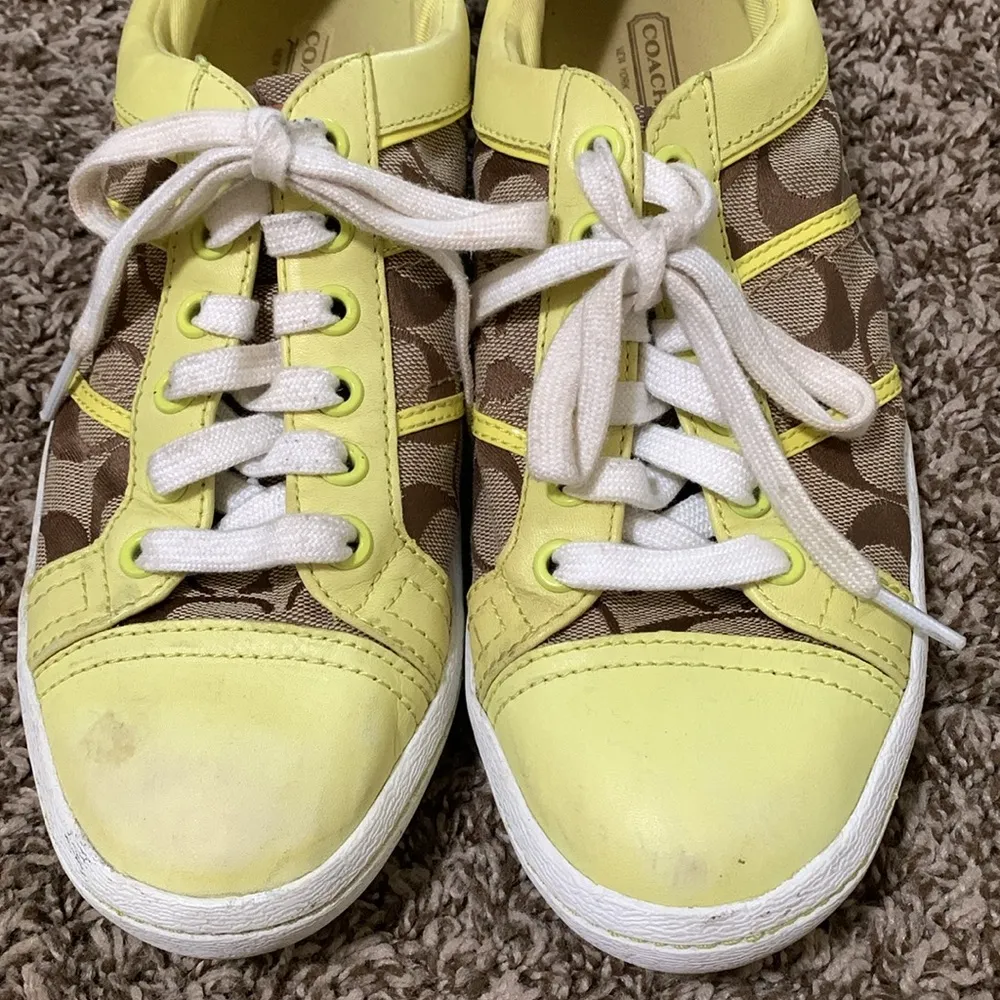 Coach Signature Alivia neon yellow woman tennis shoe size 10 - Image 3