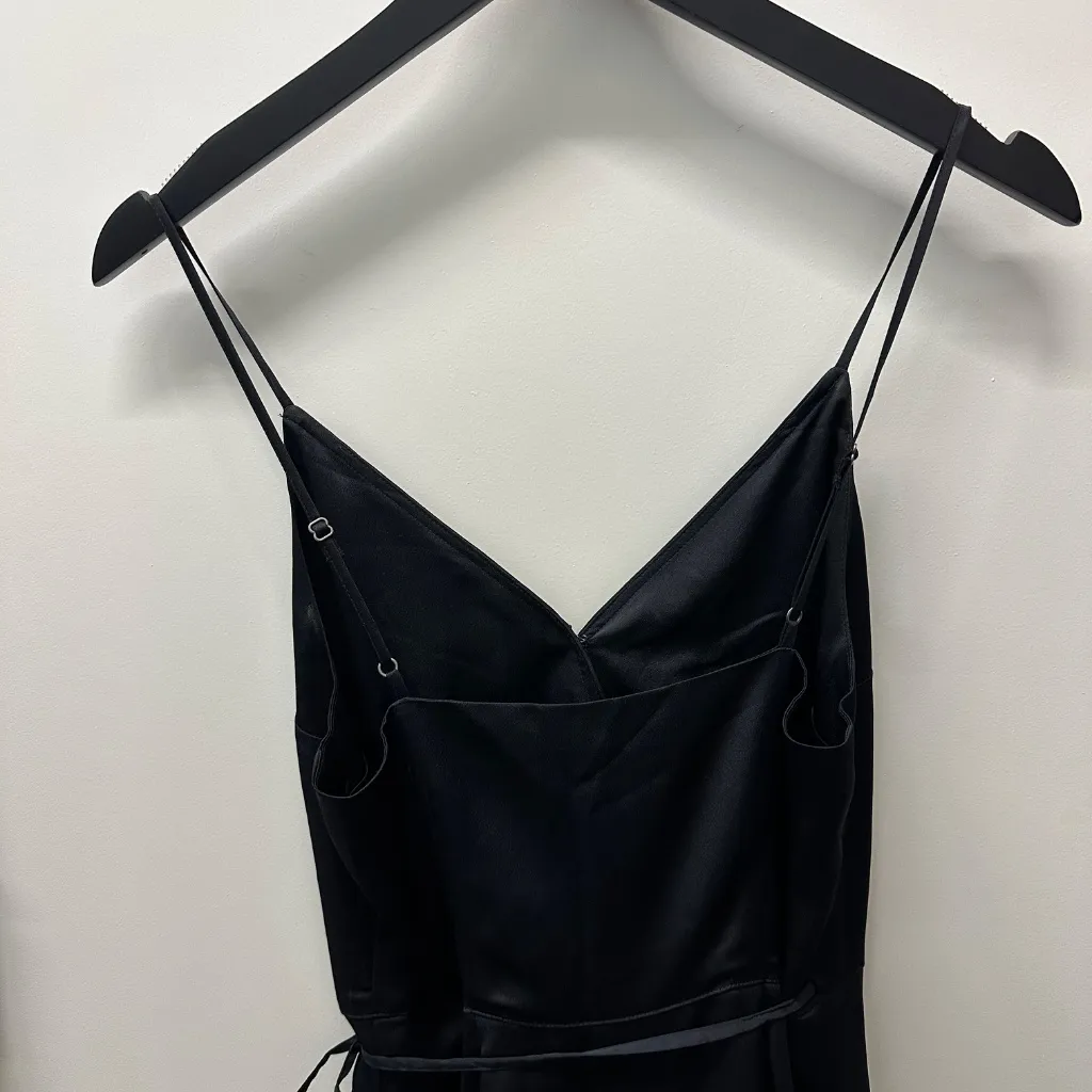 Abercrombie Black Silk Wrap Midi Dress - Image 3