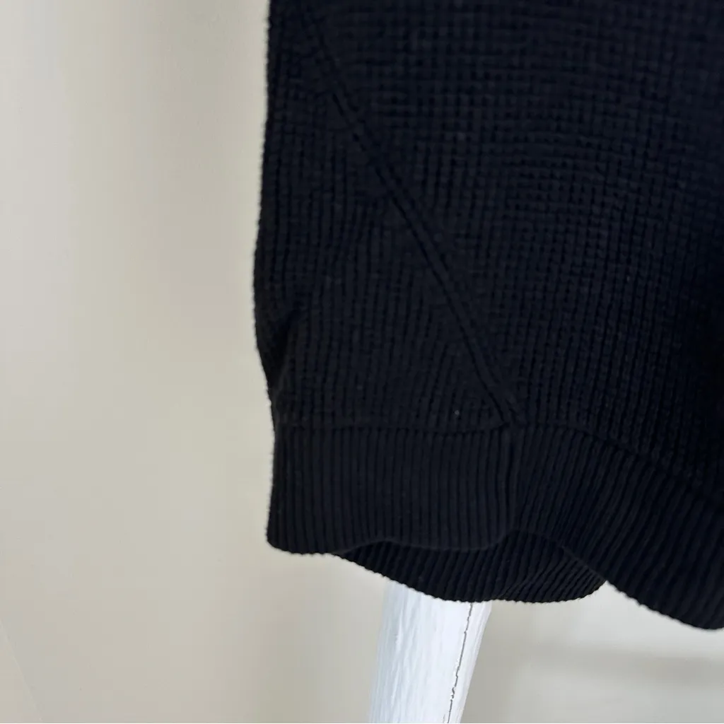 MICHAEL Michael Kors Black Ribbed Hoodie Sweater w Gold Accents Size Large - Image 5