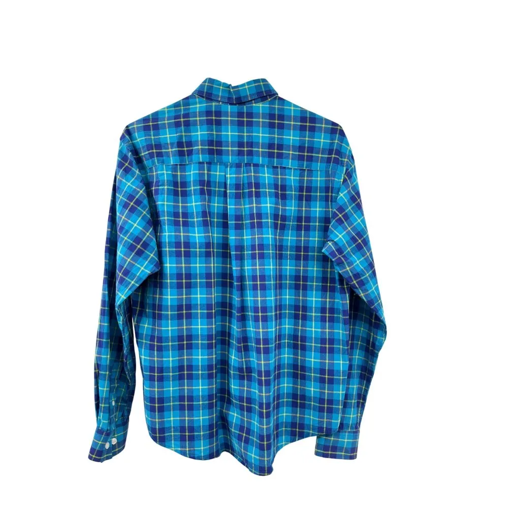 Cruel Girl Womens Long Sleeve Plaid Button-Up Shirt Blue & Lime M Used - Image 2