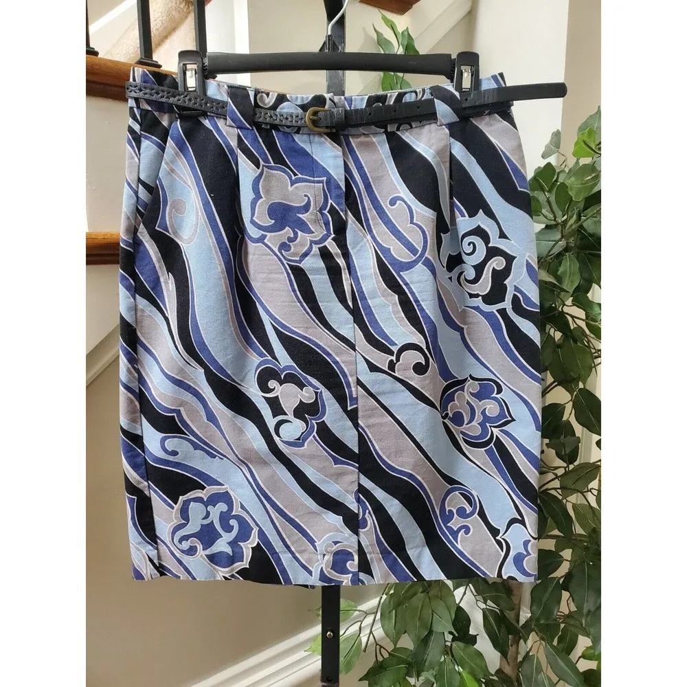 Apostrophe Women's Blue Cotton Pencil & Straight Casual Knee Length Skirt Size 4 - Image 2