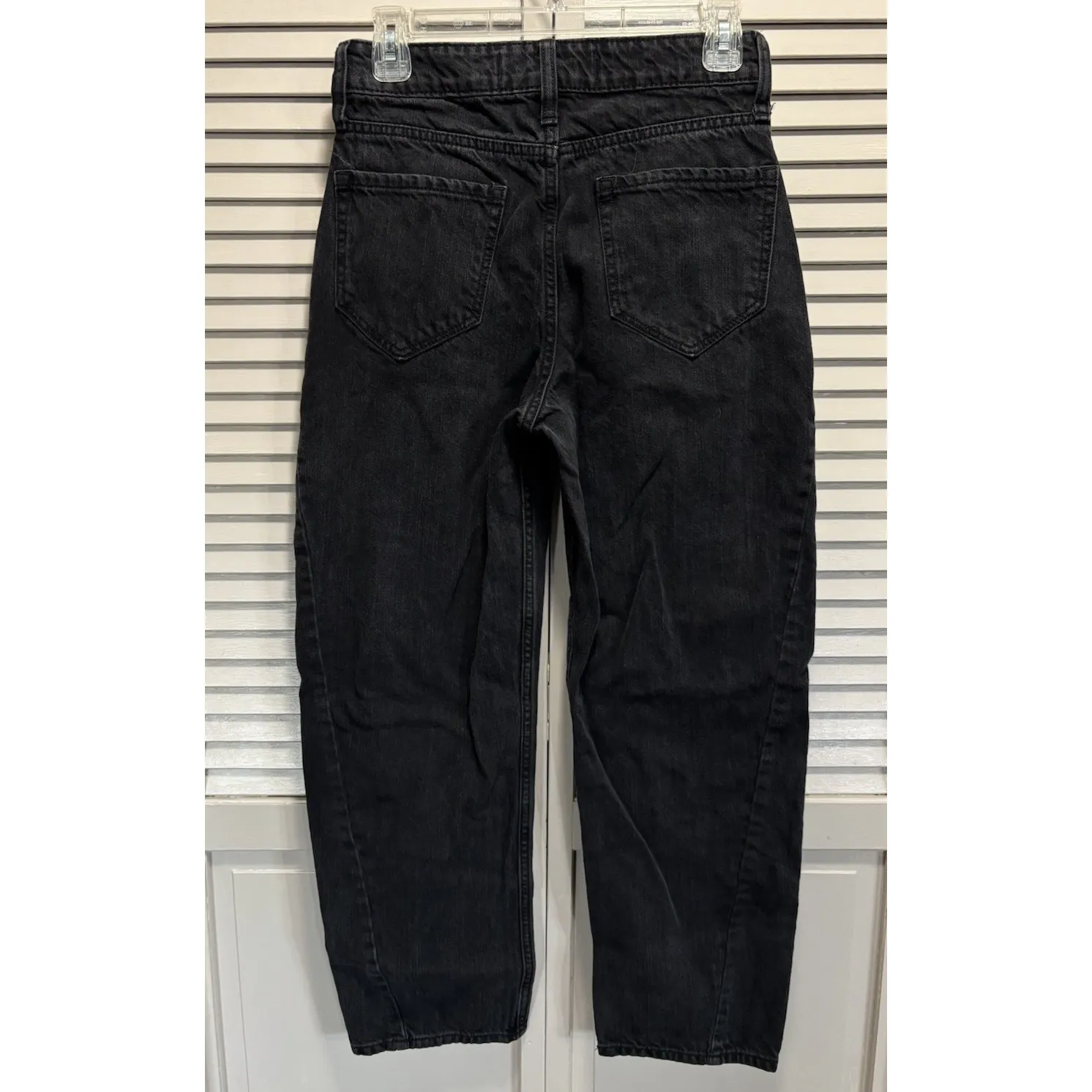 Hollister Barrel Black Denim Jeans Logo Zip Size 25x27 Mid Rise 10.5" Trending - Image 3
