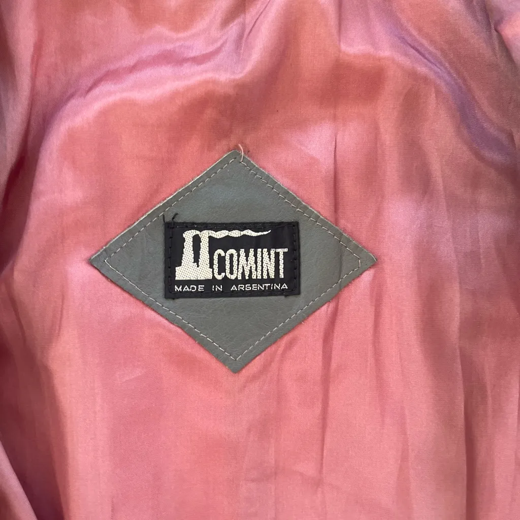 COMINT Genuine Leather Jacket Made in Argentina Size 9/10 Gray Vintage 1980s - Image 6