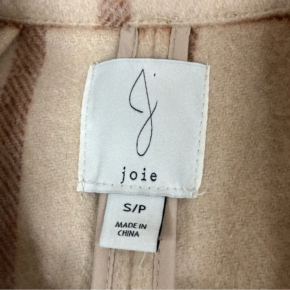 Joie  | Tan Brown Window Pane Plaid Open Front Shacket Jacket S - Image 2