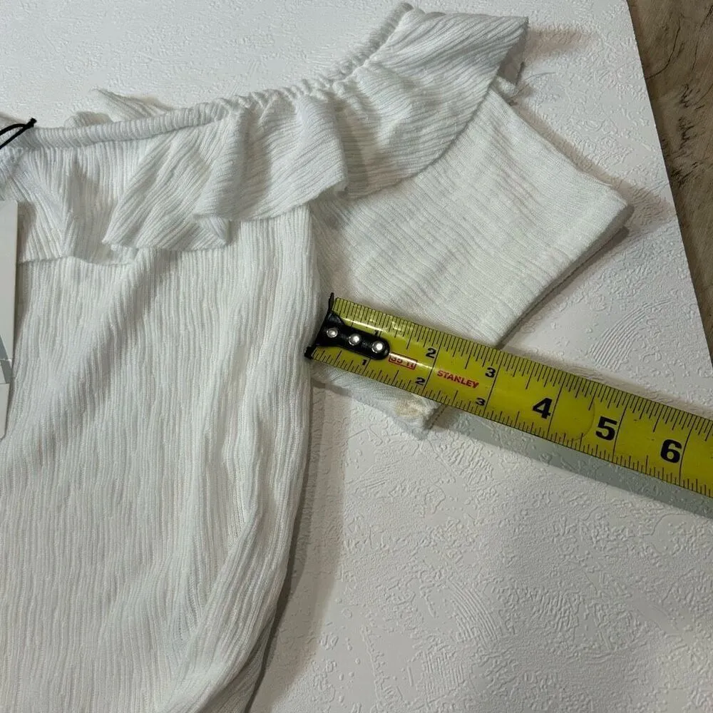 Zara Off The Shoulder Crop Top white size Lgirls halter cute lace stretch teen p - Image 7