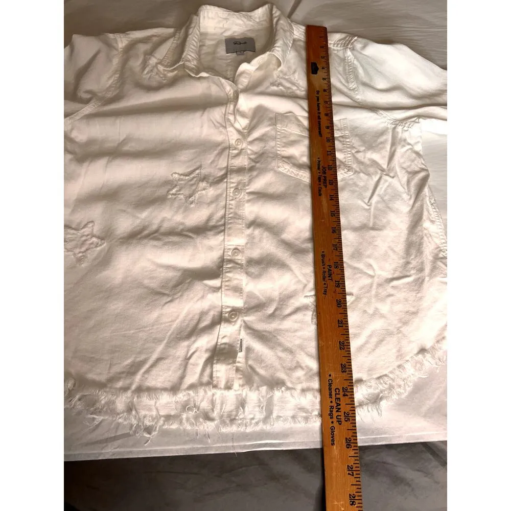 Rails size large womens shirt Ingrid Raw Stars denim, celestial, boho, hippie - Image 4
