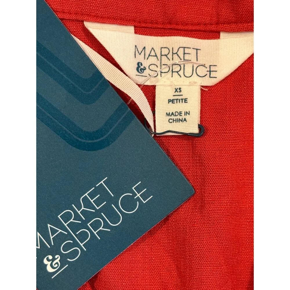 Market & Spruce Neriah Smocked A Line Dress Coral/Red XSP - Image 13