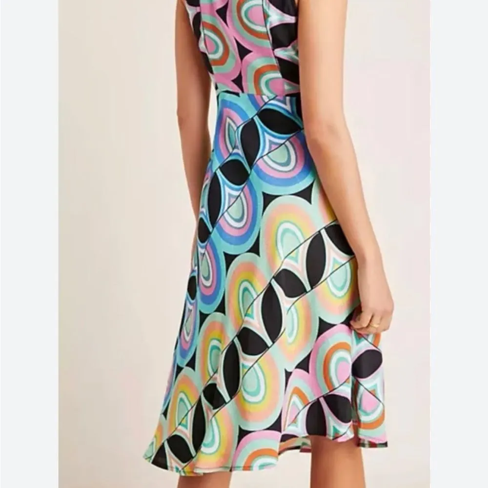 Anthropologie Kenzie Asymmetrical Dress with Pastel Swirls Size 6 - Image 3