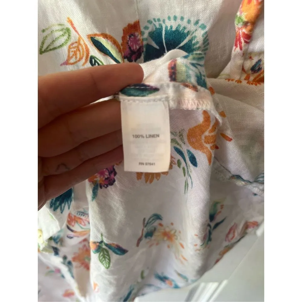 J.Jill  Linen sleeveless button front shirt medium new floral - Image 6