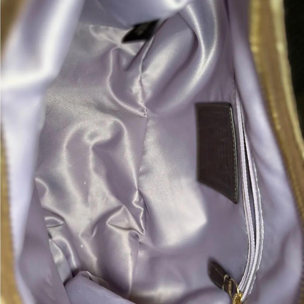 Coach Brown Signature One Shoulder Hobo Bag with bronze leather - Image 8