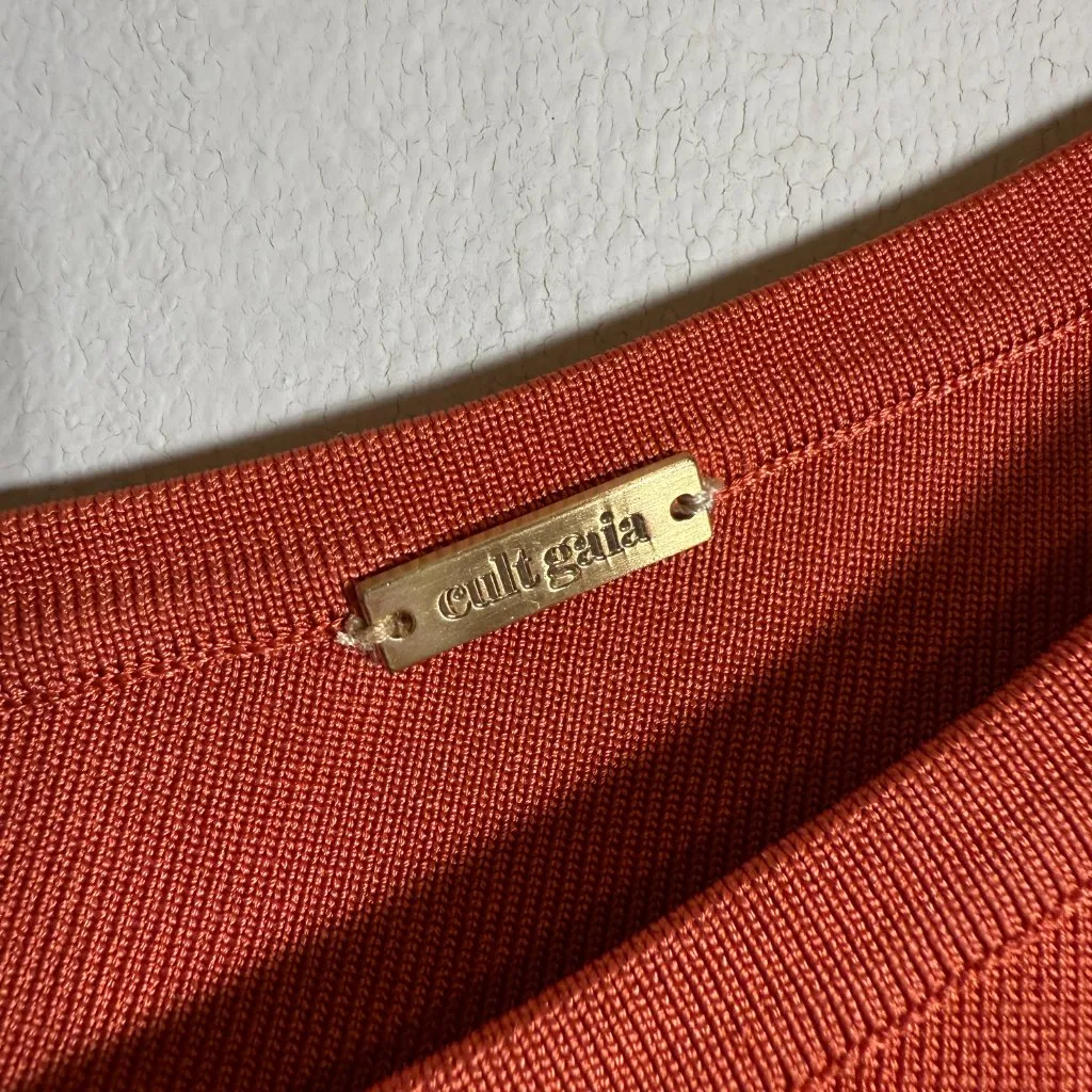 Cult Gaia Zora Knit Cutout Midi Dress Women Medium Chili Orange Asymmetrical NWT - Image 14