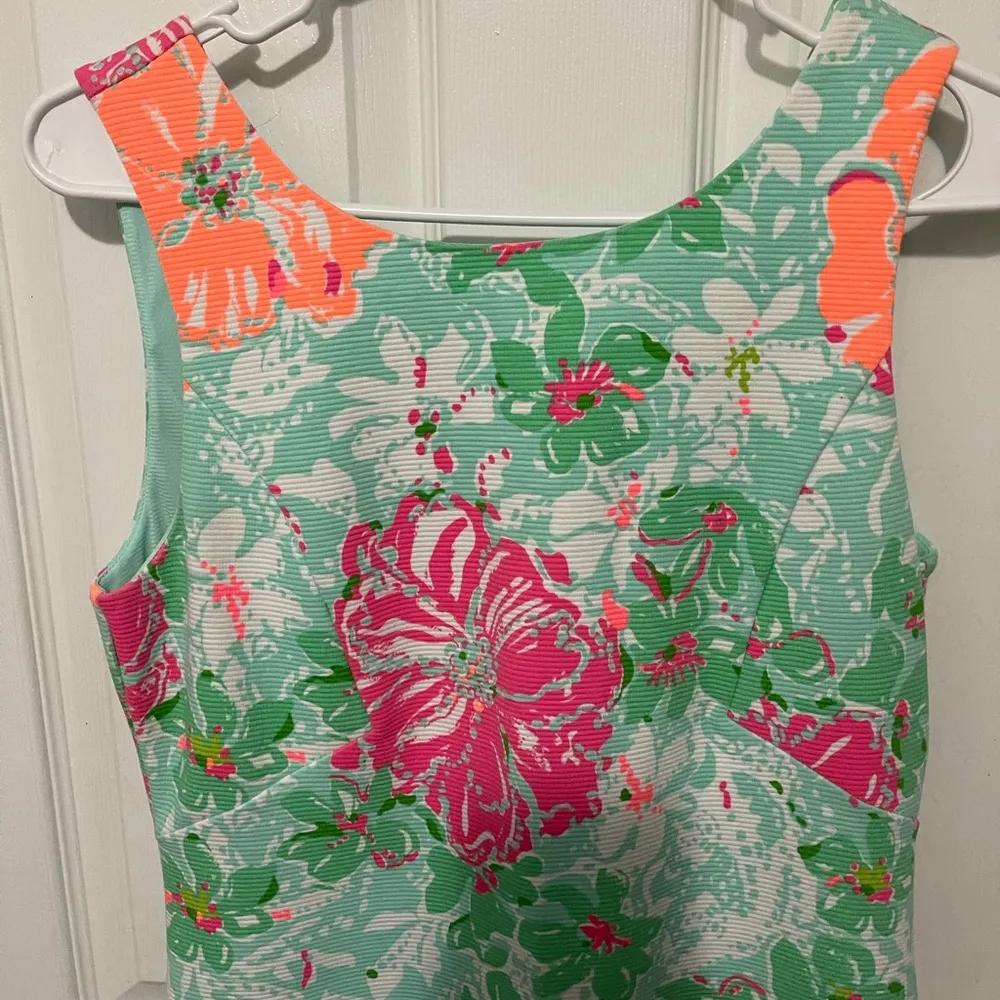 Lilly Pultizer Sleeveless Lined Ribbed Floral Summer Sheath Dress S - Image 2