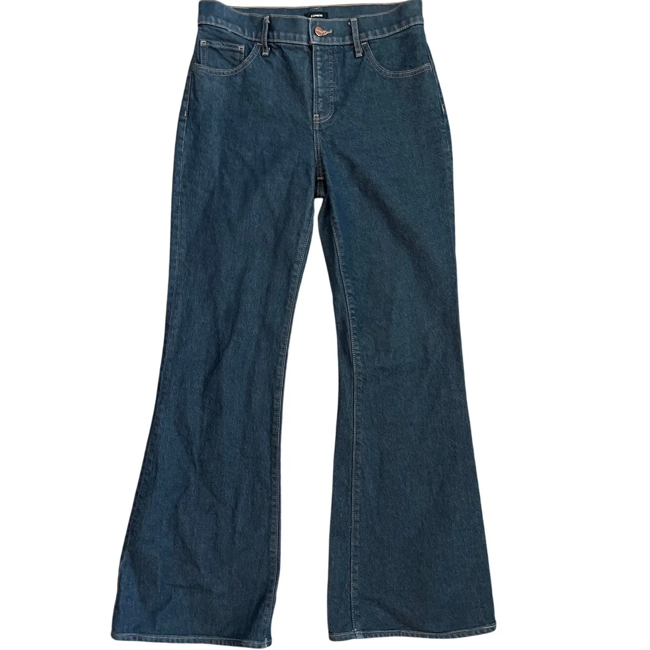 Express‎ ‘70’s Flare Mid-Rise Back Seam Stretch Dark Wash Size 6R - Image 4