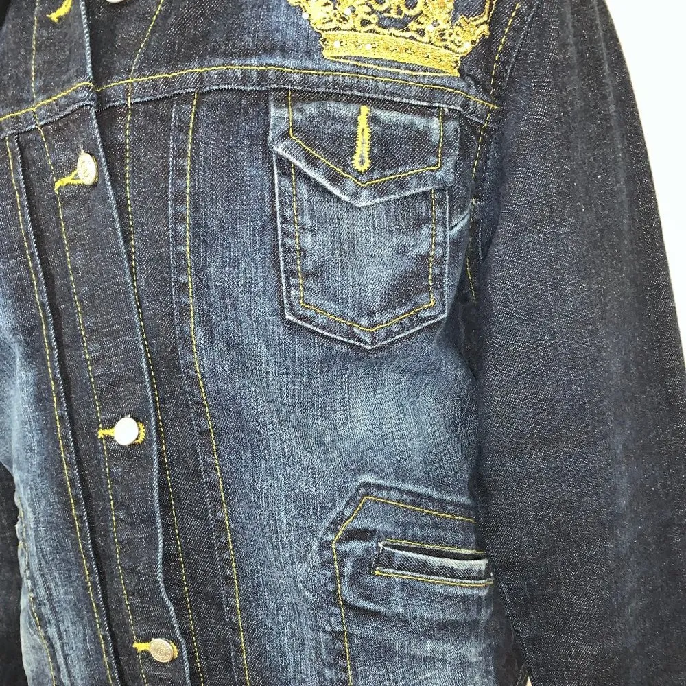 Victoria Beckham Embroidered Denim Jacket Size L - Image 5