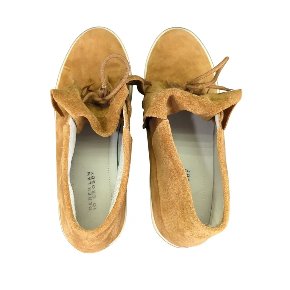 Derek Lam 10 Crosby Luca Fringe Sneakers Toffee Suede Leather Loafers Womens 9.5 Brown - Image 6