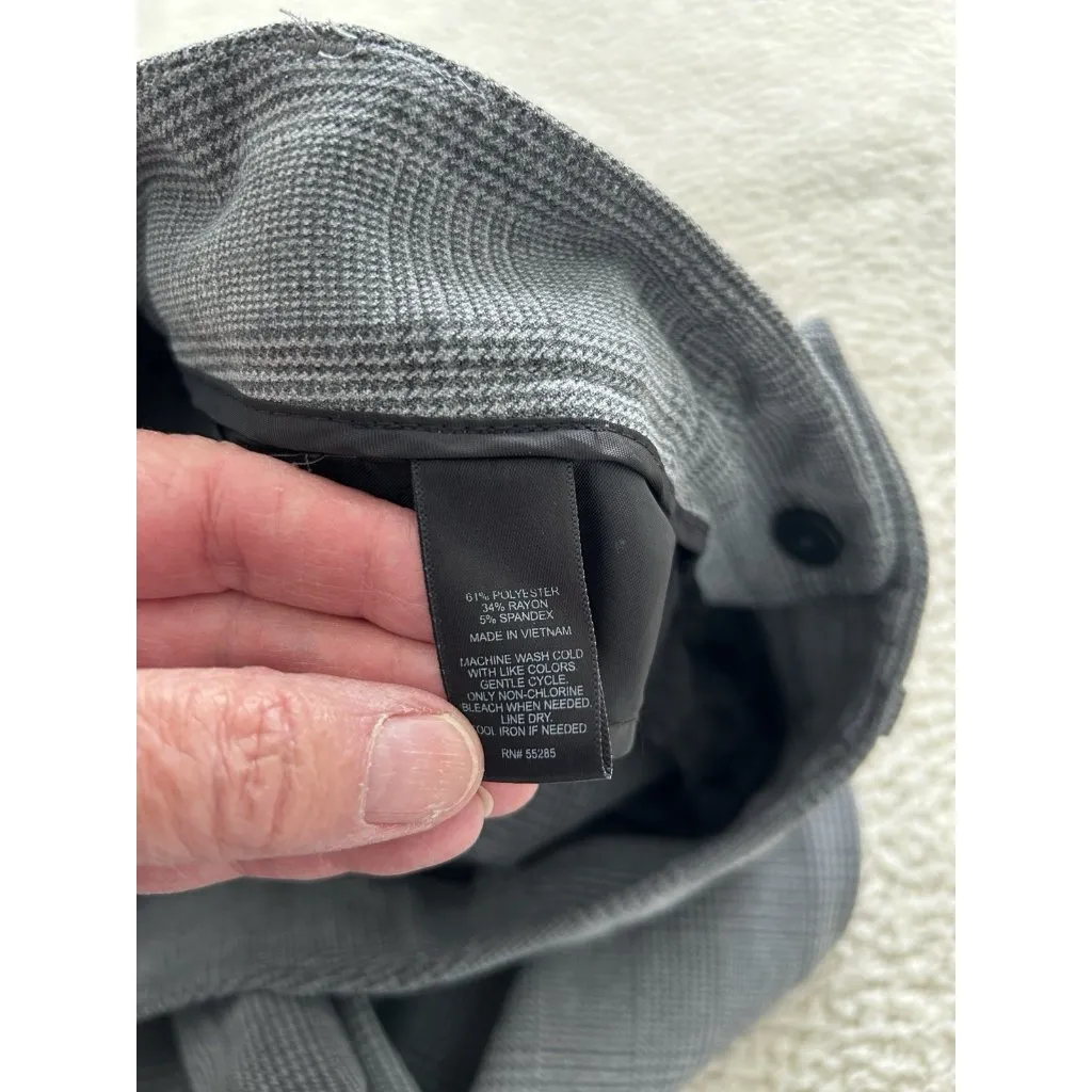 Express Editor Mid-rise Gray Plaid Straight Leg Dress Pants-Sz 00R - Image 8