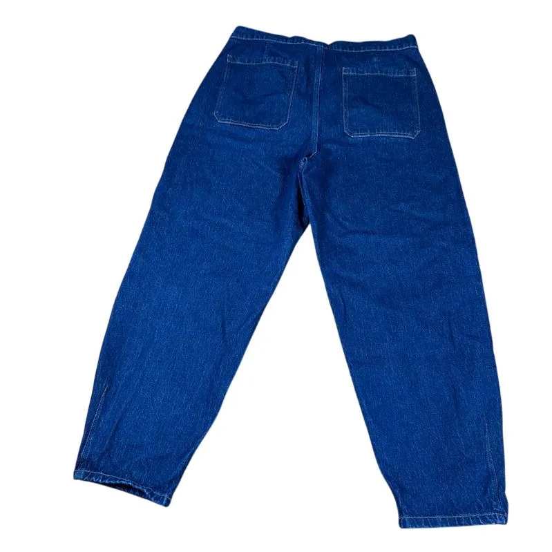 Banana Republic High Waisted Balloon‎ Leg Mom Jeans Relaxed Fit Dark Blue Denim - Image 5