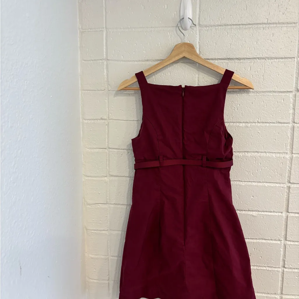 Anthropologie Maeve Sleeveless Boat-Neck Mini Dress in maroon - Image 4