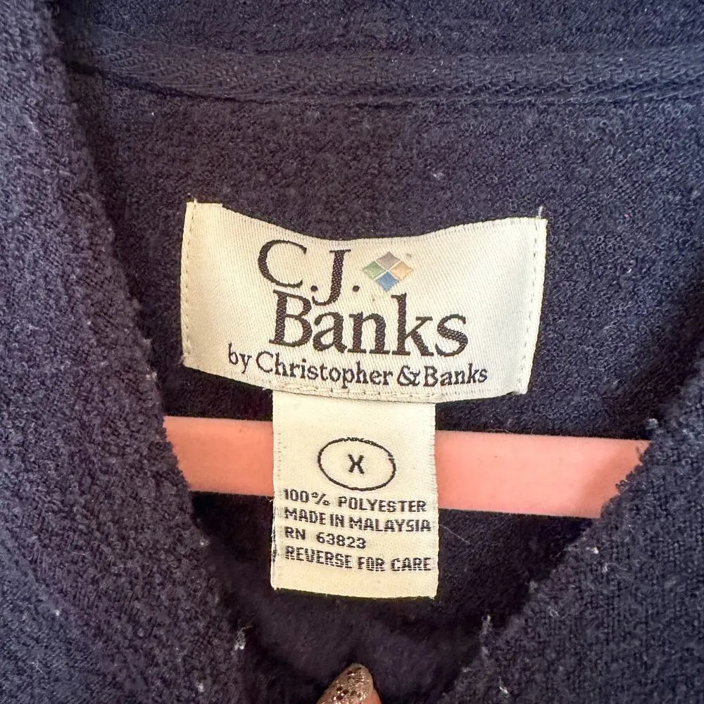 Christopher & Banks Vintage Christmas Sweater with Santa Blue Holiday Sweaters - Image 3