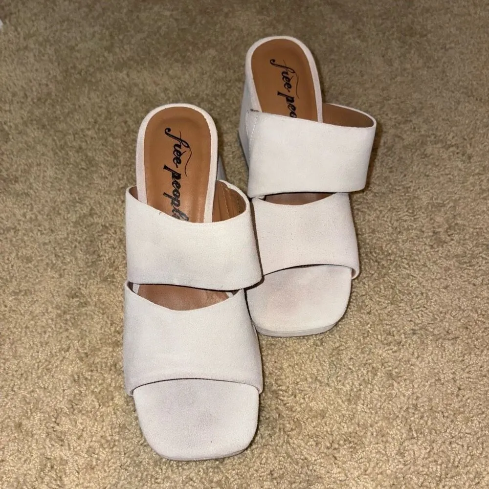 Free People Love is Everywhere leather platform block heel sandals size 37.5 cre - Image 2