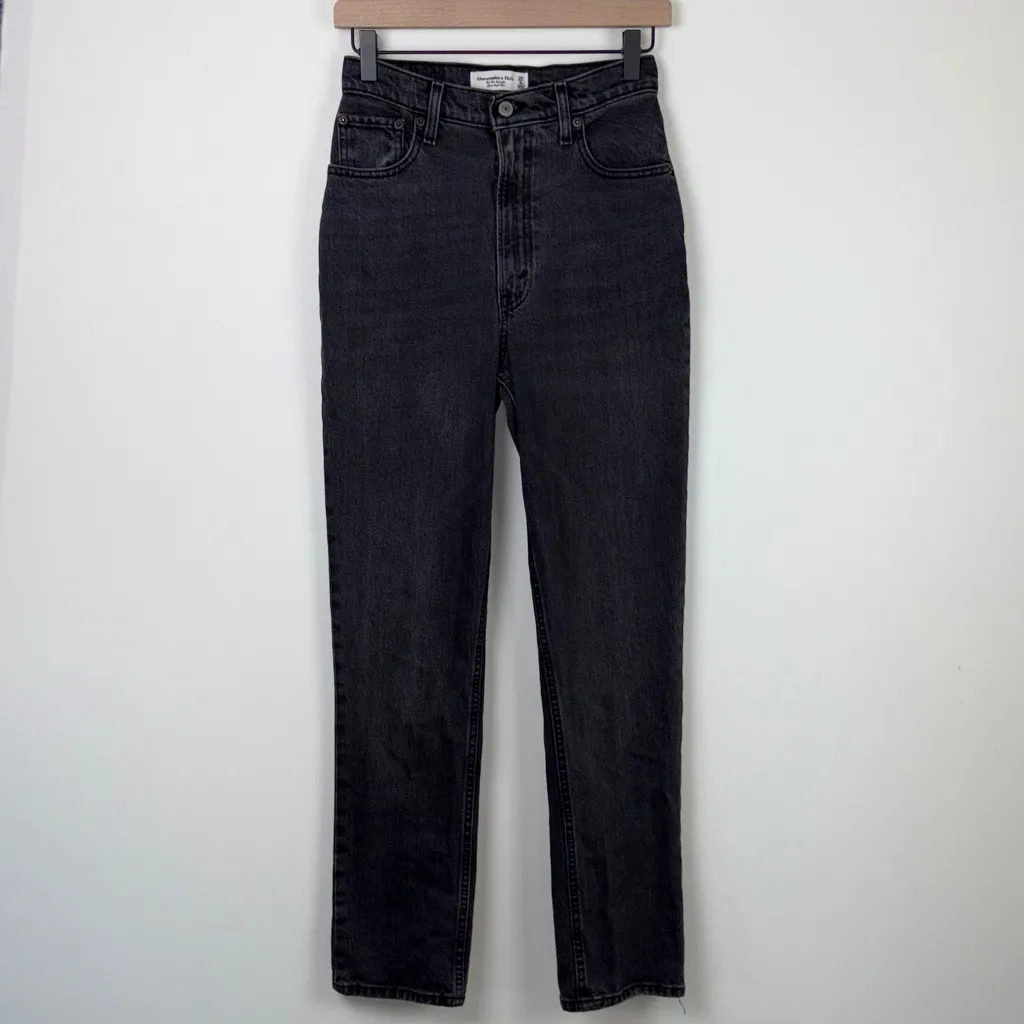 Abercrombie 90s Straight Jeans Curve Love Women’s Size 25 or 0 Black Denim - Image 2