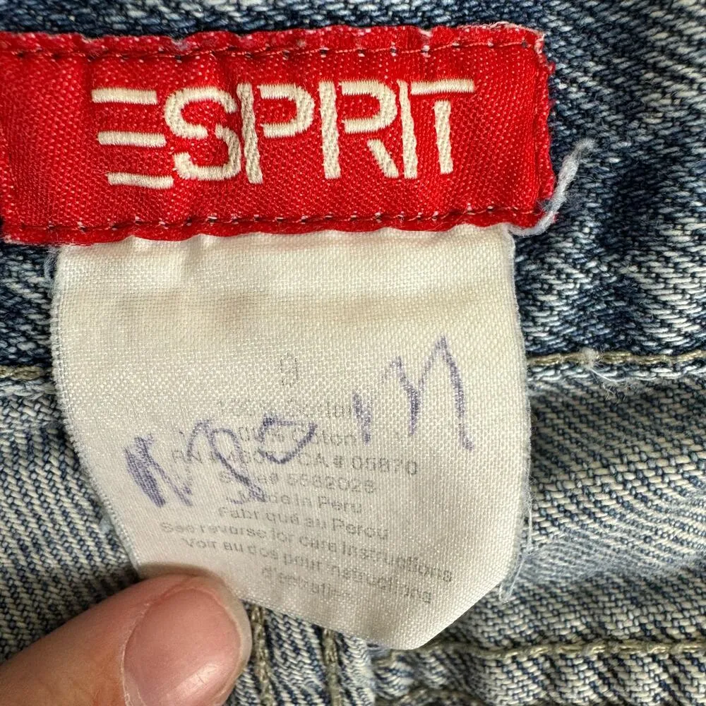 Vintage Esprit 100% Cotton Medium Wash Straight Leg High Rise Denim Jeans Size 9 - Image 5